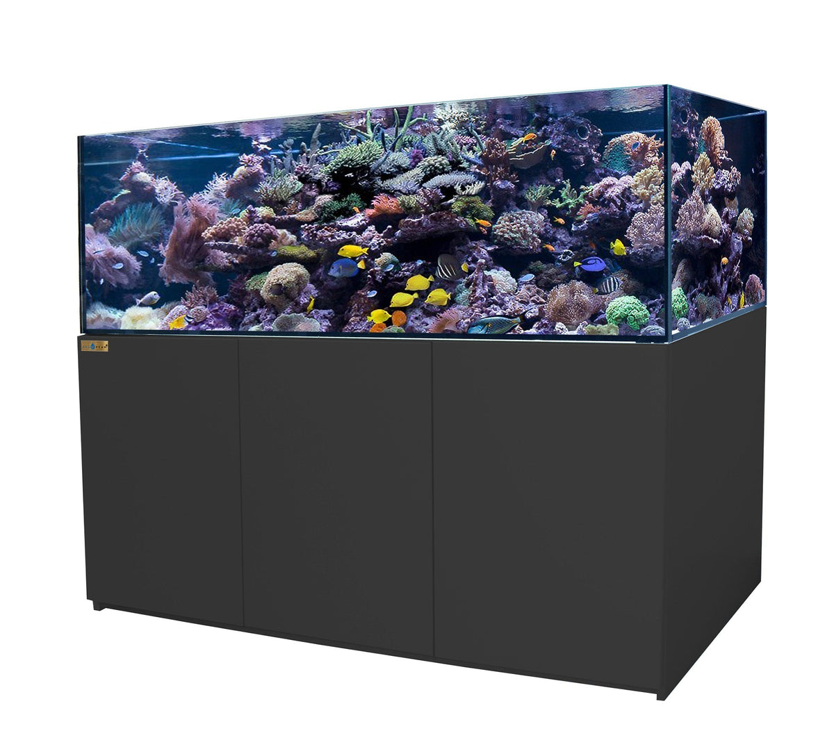 Aqua Dream 250 Gallon Coral Reef Aquarium Tank with Ultra Clear Glass and Built in Sump All Black - REEF-2000-BK