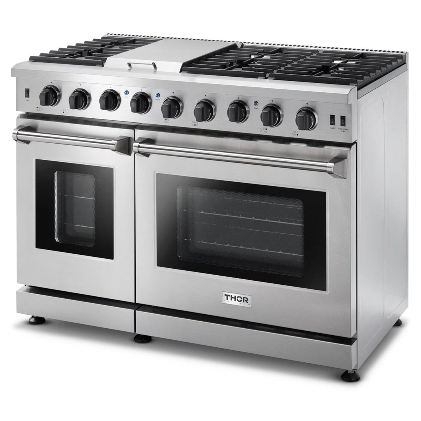 Double Oven 48 inch 6.8 cu. ft. Natural Gas Range in Stainless Steel - Heat AC & Co.