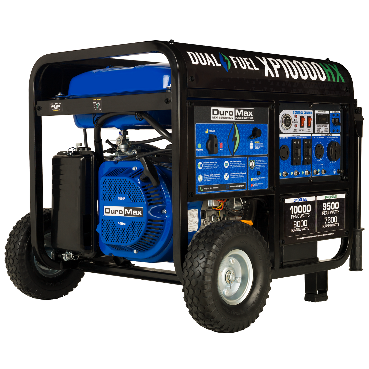 DuroMax 10,000 Watt Portable Dual Fuel Gas Propane CO Alert Generator - XP10000HX - Engines & Co.