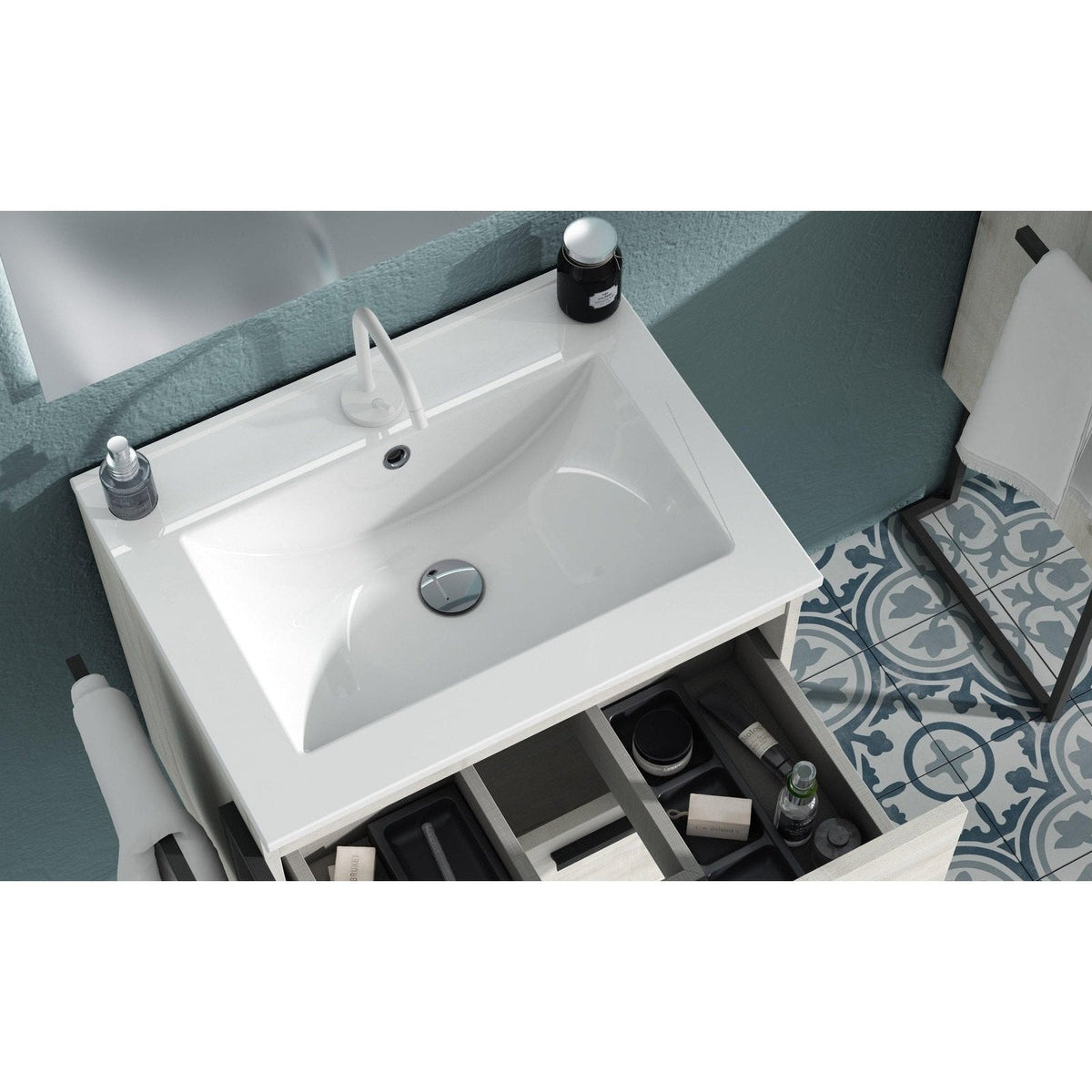 Lucena Bath DÃ©cor Cristal 32" Bathroom Vanity in White, Black, Grey, White and Black, White and Grey or Black and Grey - Backyard Provider