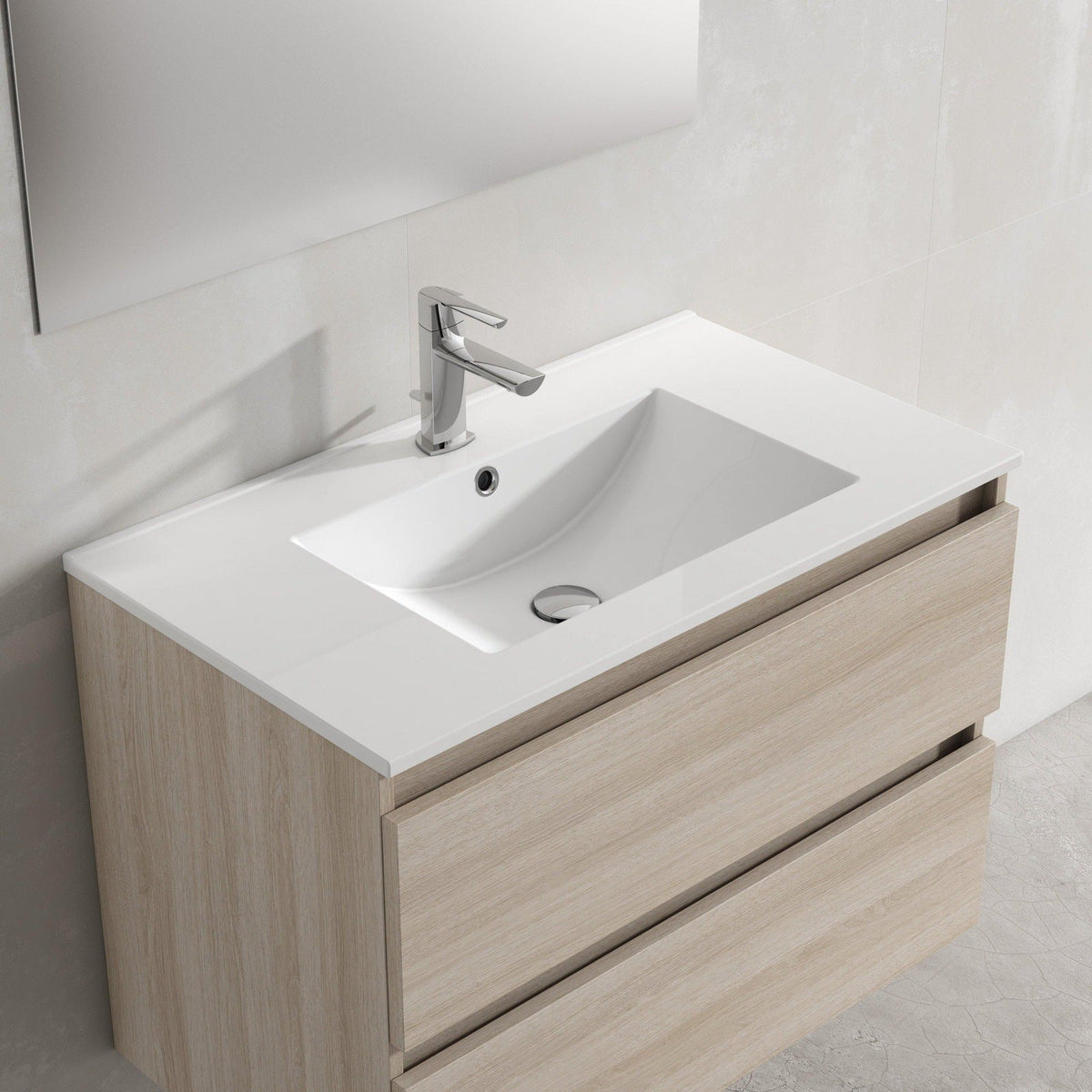 Lucena Bath 40" DÃ©cor Tirador Freestanding Vanity in Whit / Black / Grey - Backyard Provider