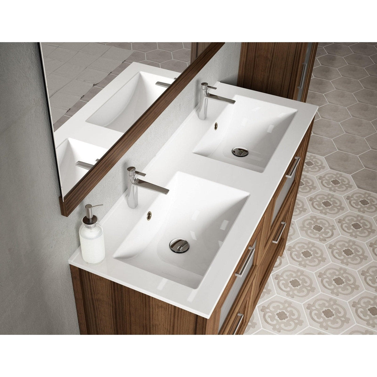 Lucena Bath 64" DÃ©cor Tirador Double Floating Vanities in White / Black / Grey / Silver - Backyard Provider