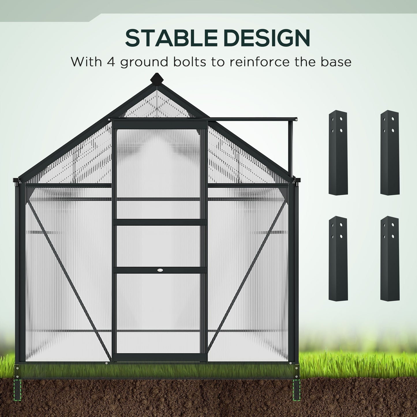 Outsunny BloomGreen 6' x 8' Greenhouse with Rain Gutter and Roof Vent Gray - 845-059GY