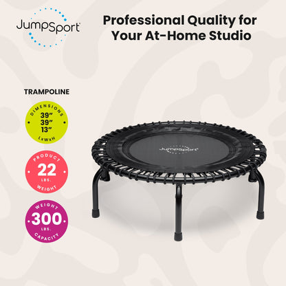 Disc-O-Bed JumpSport 370 PRO Indoor Heavy Duty Lightweight 39 In Fitness Trampoline, Black - 168418