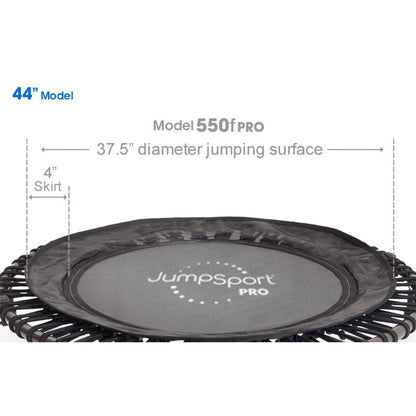 Disc-O-Bed JumpSport 550f PRO Indoor Lightweight 44 Inch Folding Fitness Trampoline, Black - 168419