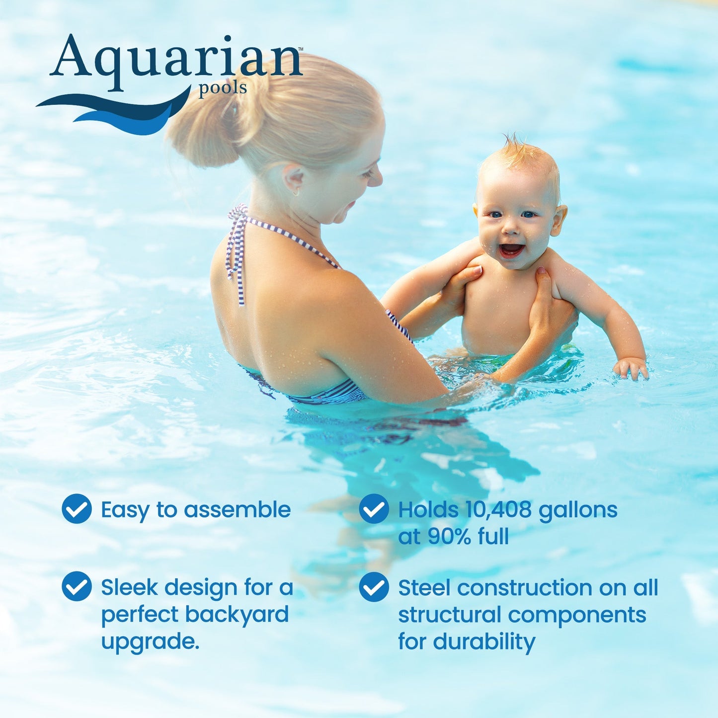 Aquarian Fuzion 21' x 52" Above Ground Swimming Pool w/Pump, Ladder & Equipment - 182594