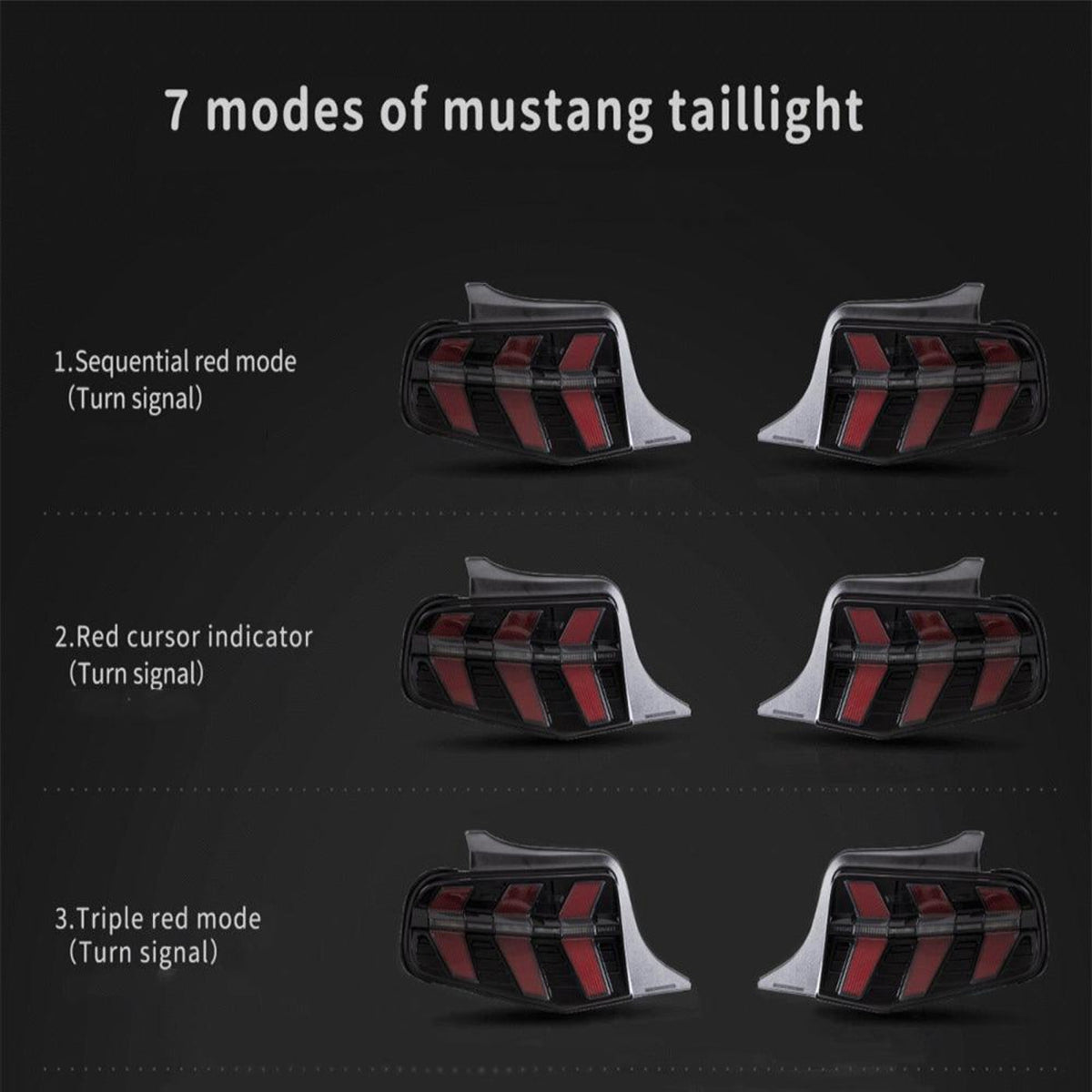 Auxbeam LED Tail Lights Assembly With 5 Modes Turn Signal 2 Modes Brake Lighting Smoked For 2010-2012 Ford Mustang 5th Gen (S-197 II) Pre-Facelift - ZC000162