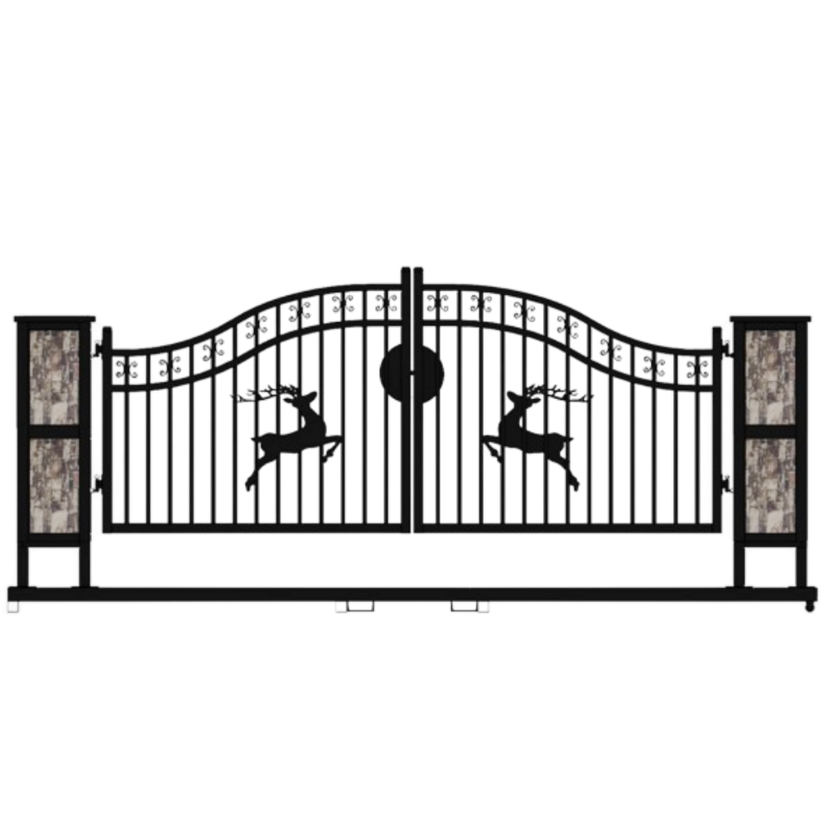 Chery Industrial [BARGAIN] 20ft Wrought Steel Driveway Gate with Post - A_II000079