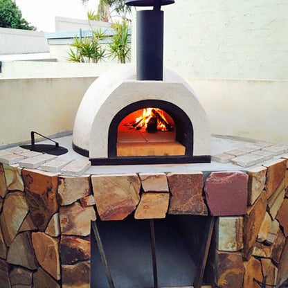 WPPO 52" x 55" x 31" DIY Tuscany Wood-Fired Outdoor Pizza Oven Kit with Stainless Steel Flue and Black Door WDIY-AD100 - WDIY-AD100