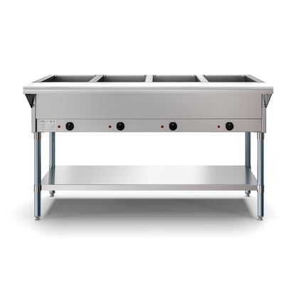 KOOLMORE Four Pan Open Well Electric Steam Table with Undershelf, - KMOWS4