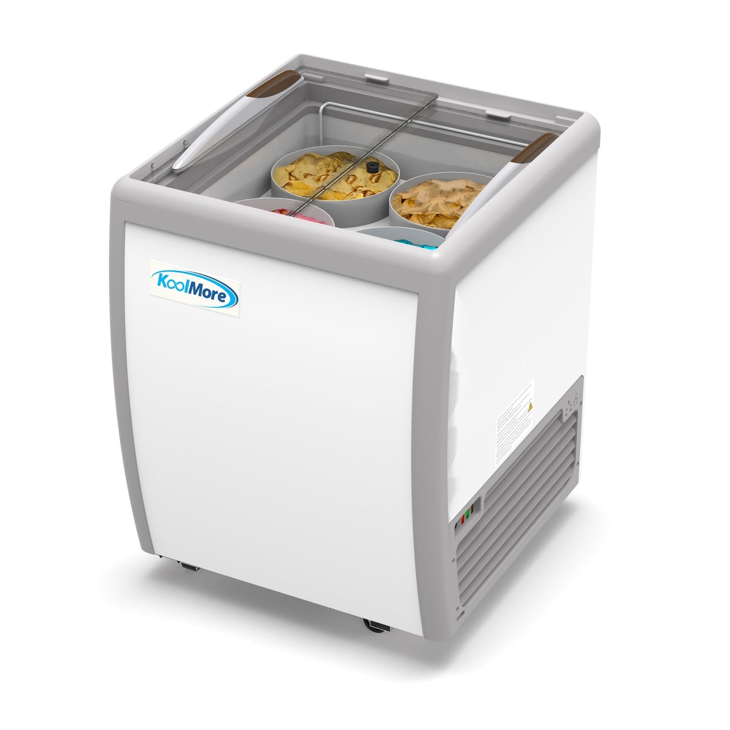 KOOLMORE 26 in. 4 Tub Ice Cream Dipping Cabinet Display Freezer with Sliding Glass Door, 6 cu. ft. - KMICD26SD