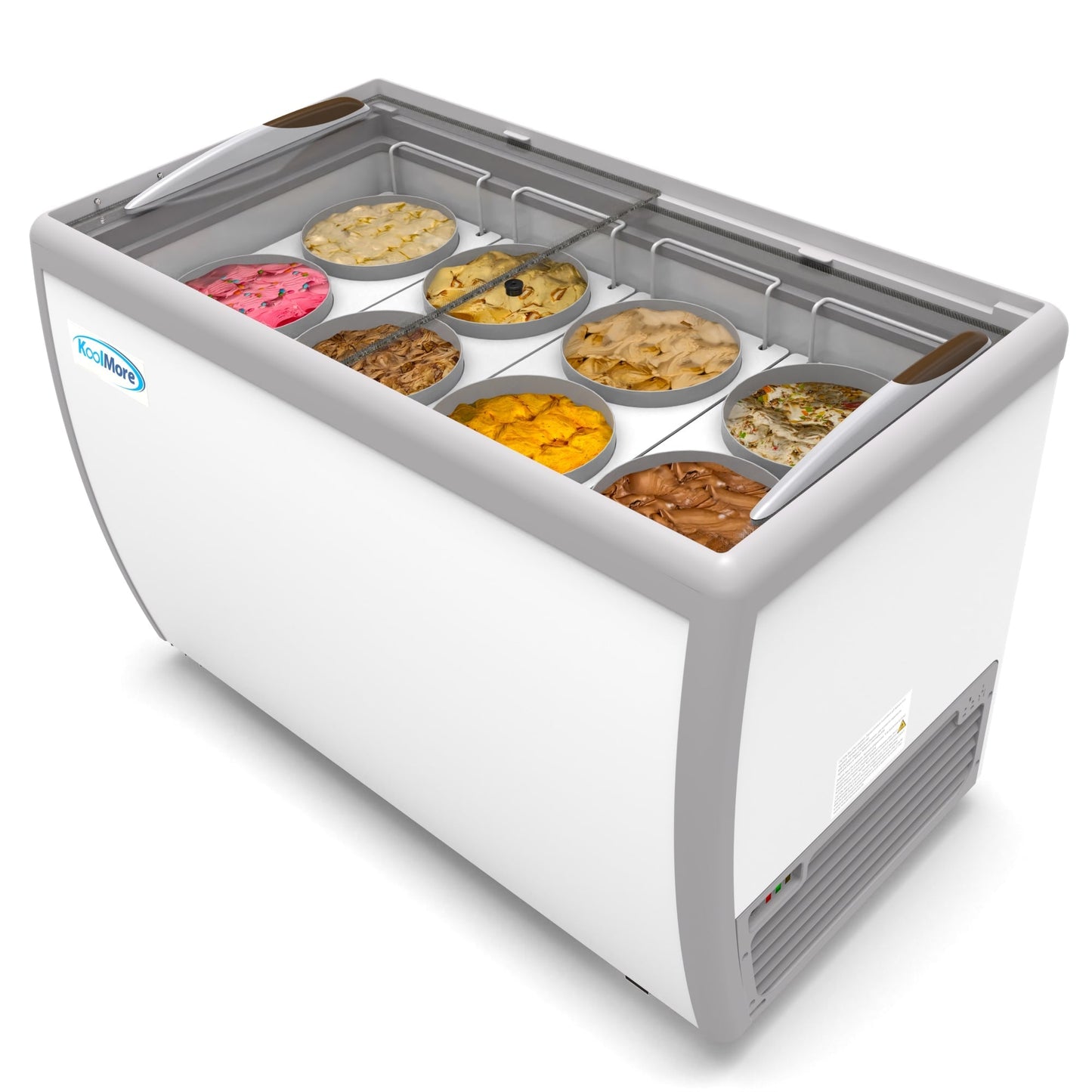 KOOLMORE 50 in. 8 Tub Ice Cream Dipping Cabinet Display Freezer with Sliding Glass Door, 13 cu. ft. - KMICD49SD