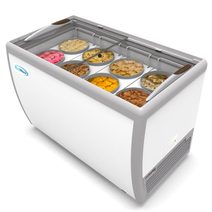 KOOLMORE 50 in. 8 Tub Ice Cream Dipping Cabinet Display Freezer with Sliding Glass Door, 13 cu. ft. - KMICD49SD