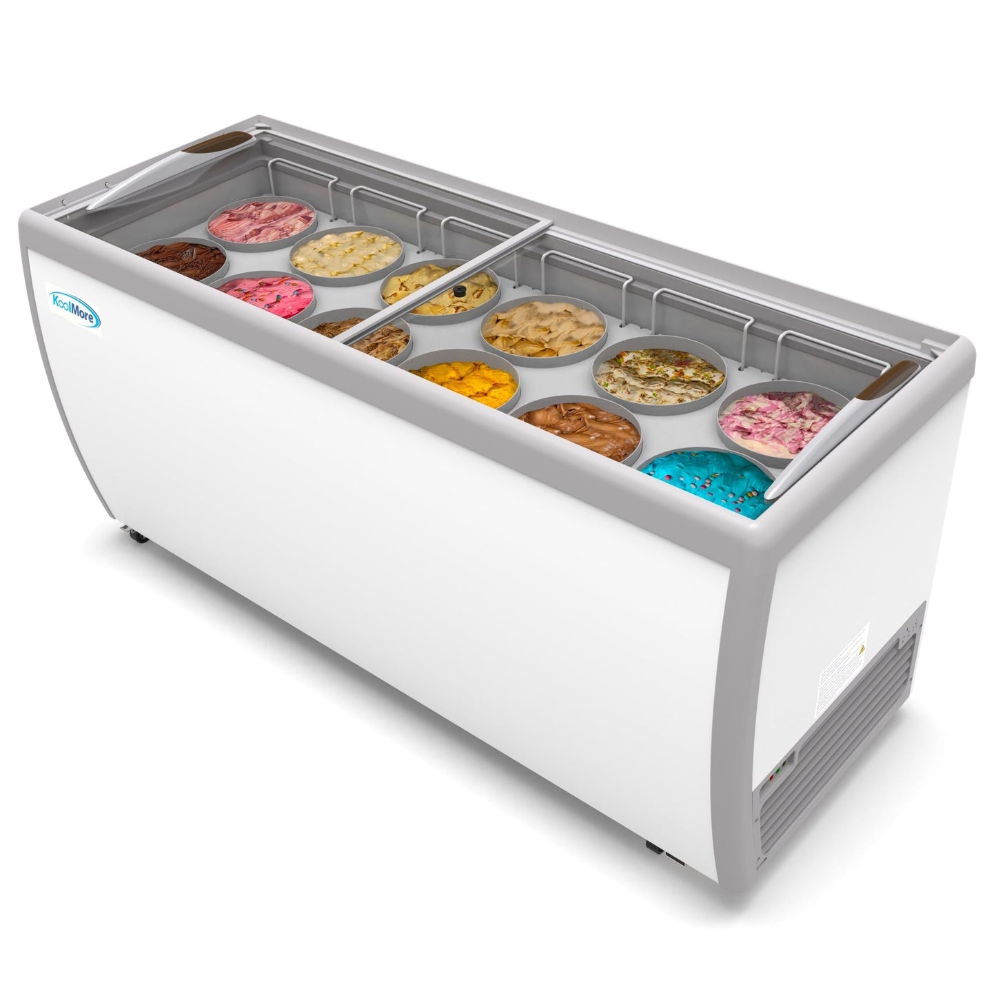 KOOLMORE 70 in. 12 Tub Ice Cream Dipping Cabinet Display Freezer with Sliding Glass Door, 20 cu. ft.  - KMICD71SD
