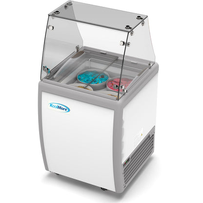 KOOLMORE 26 in. 4 Tub Ice Cream Dipping Cabinet Display Freezer with Sliding Glass Door and Sneeze Guard, 6 cu. ft.  - KMICD26SDFG