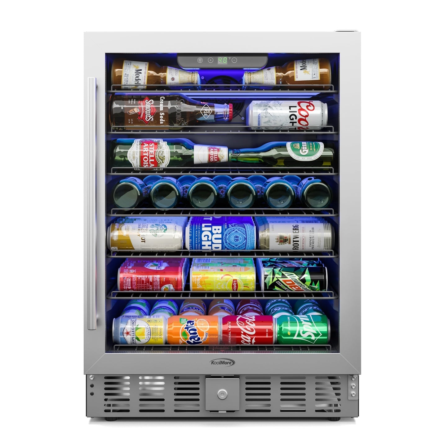 KOOLMORE 23.4 in. Stainless Steel, Glass-Door Built-In Refrigerator and Beverage Cooler, 5 Cu. ft. -  KMBIR5CGD
