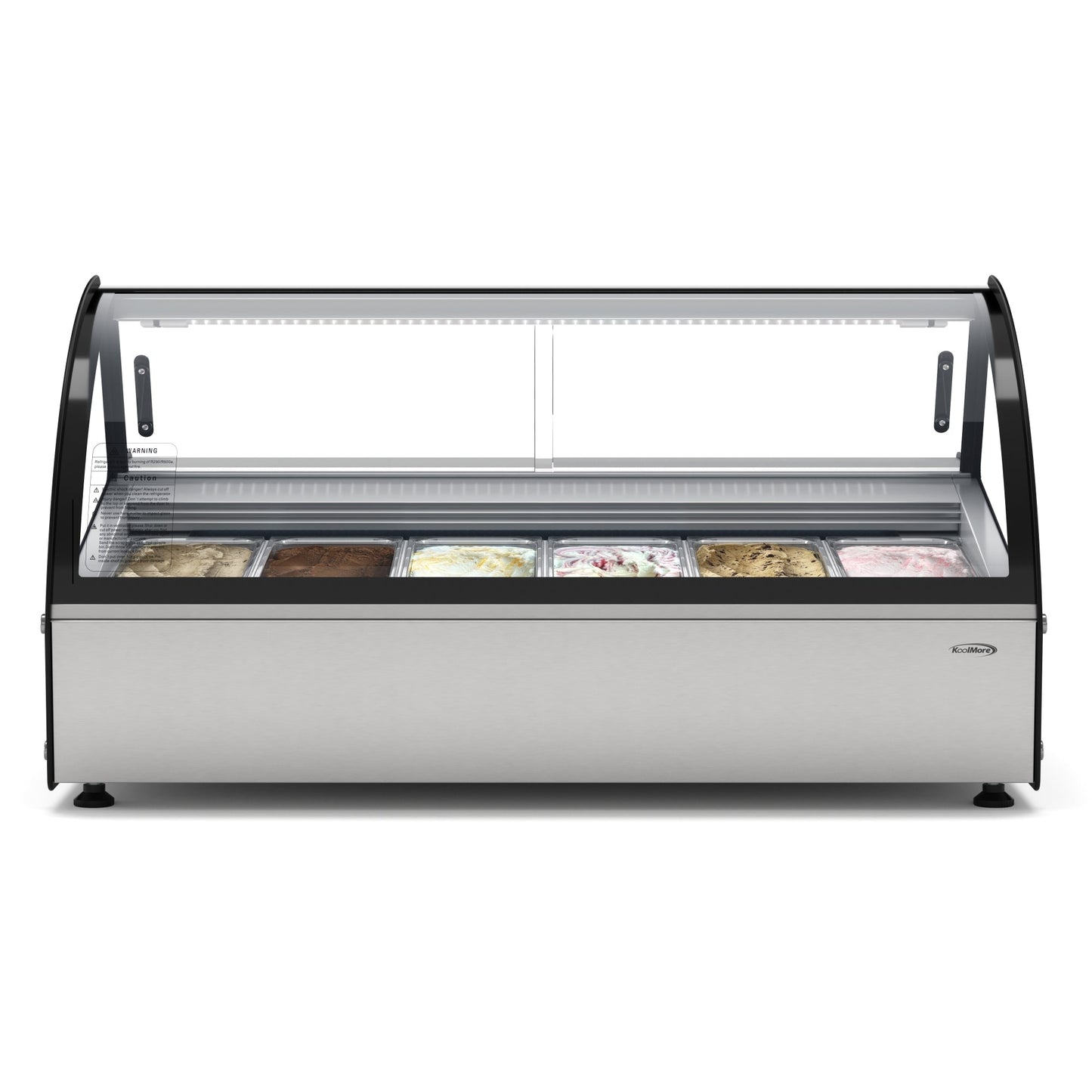 KOOLMORE 46 in. Countertop Gelato Display Case with 6 Pans and Built-in Glass Sneeze Guard in Stainless-Steel  - KMCGD6P