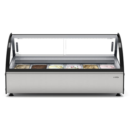 KOOLMORE 46 in. Countertop Gelato Display Case with 6 Pans and Built-in Glass Sneeze Guard in Stainless-Steel  - KMCGD6P