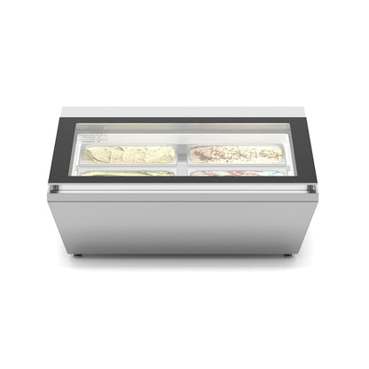 KOOLMORE 31 in. Countertop Ice Cream Display case with 4 Pans and Glass Sneeze Guard in Stainless-Steel - KMCGD8HP
