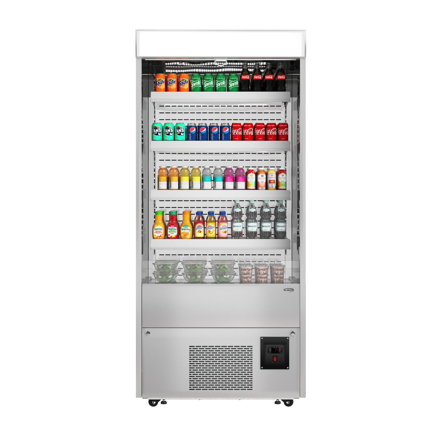 KOOLMORE KMCDA18CSS 35.5 in. Open-Air Merchandiser Grab and Go Refrigerator, 18 cu. ft. in Stainless Steel (KM-CDA-18C-SS)