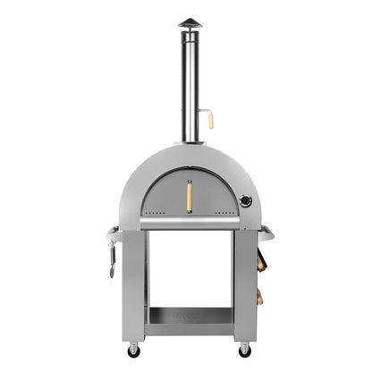 KOOLMORE 32 in.Outdoor Wood Fired Pizza Oven in Stainless-Steel (KM-OKS-WFPO) - KMOKSWFPO