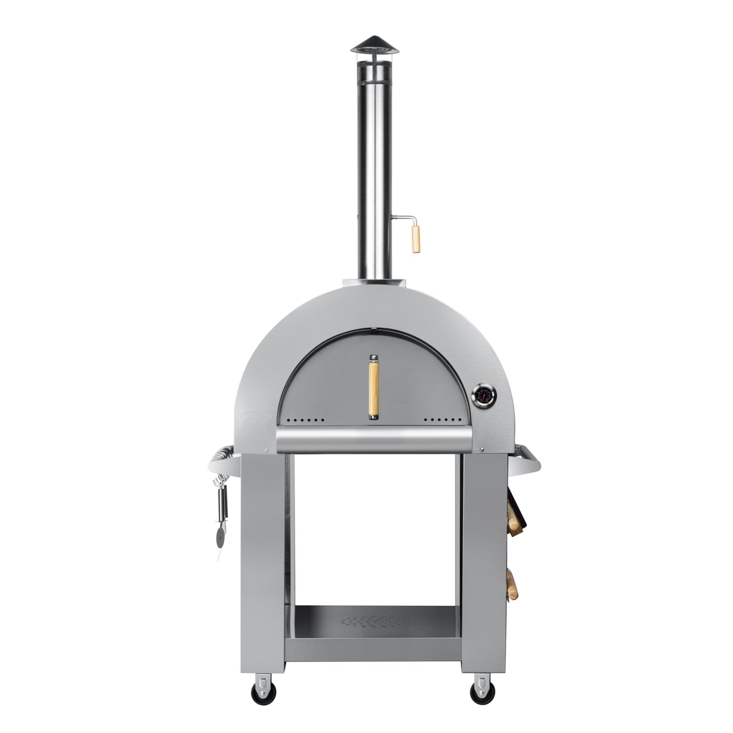 KOOLMORE 32 in.Outdoor Wood Fired Pizza Oven in Stainless-Steel (KM-OKS-WFPO) - KMOKSWFPO