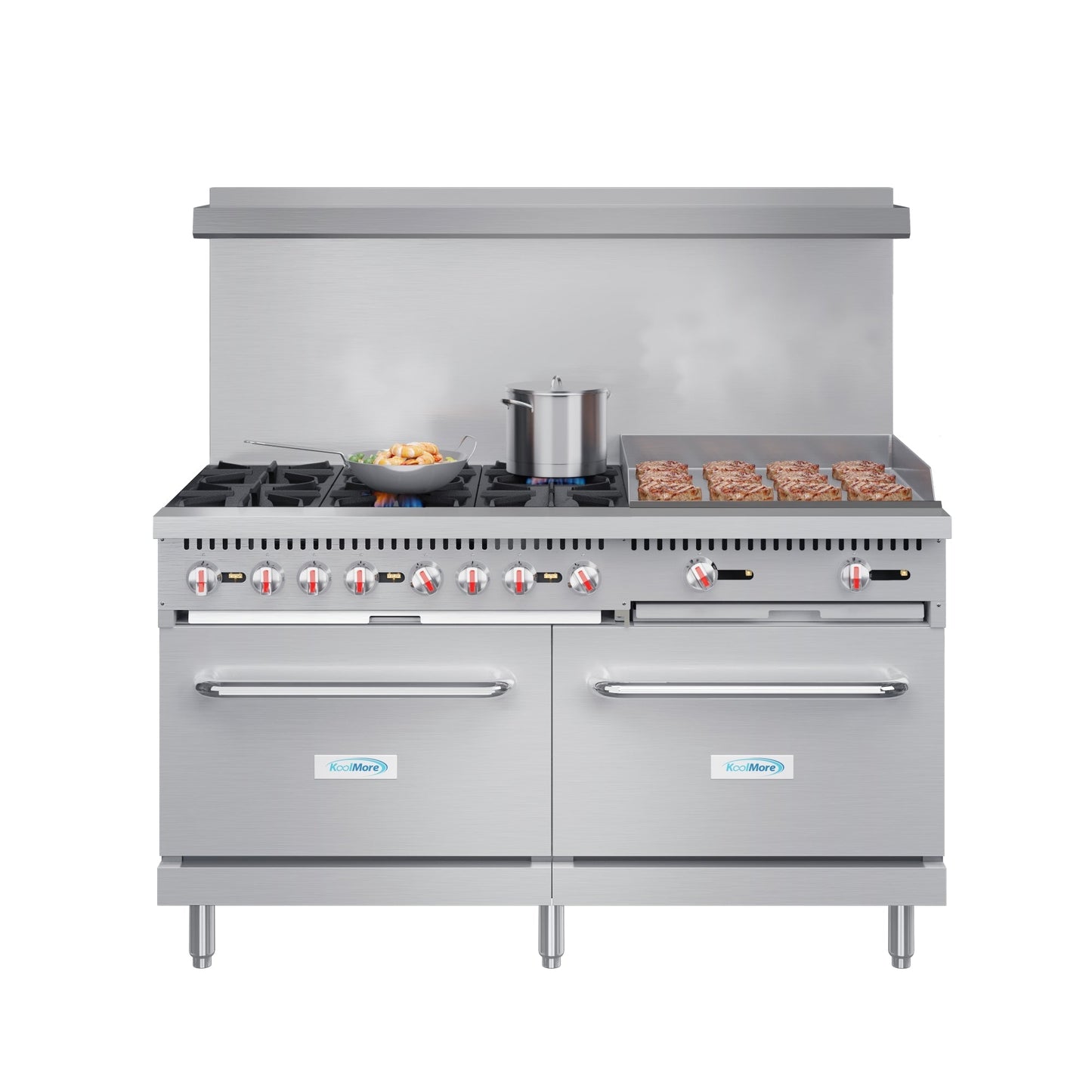 KOOLMORE 60 in. 6 Burner Commercial Natural Gas Range with 24 in. Griddle in Stainless-Steel  - KMCRG60NG