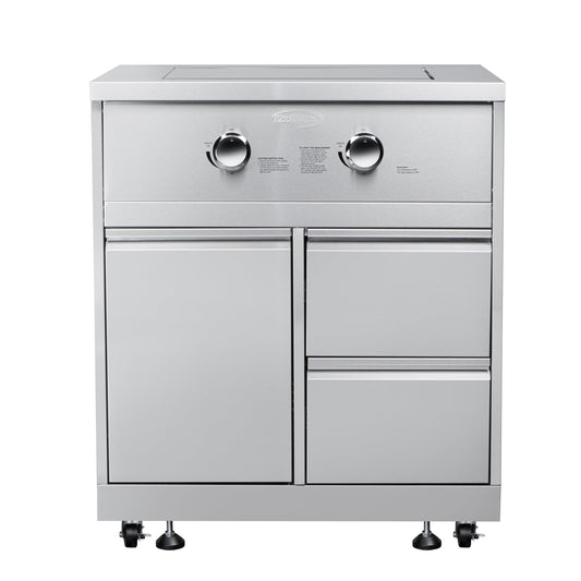 KOOLMORE 32 in. Outdoor Kitchen Liquid Propane Side Burner with Bottom Cabinet in Stainless-Steel - KM-OKS-SBC