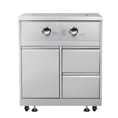 KOOLMORE 32 in. Outdoor Kitchen Liquid Propane Side Burner with Bottom Cabinet in Stainless-Steel - KM-OKS-SBC