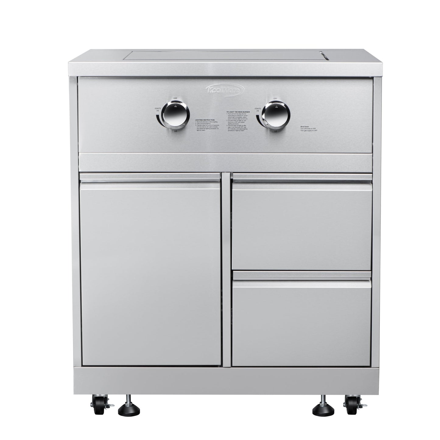 KOOLMORE 32 in. Outdoor Kitchen Liquid Propane Side Burner with Bottom Cabinet in Stainless-Steel - KM-OKS-SBC