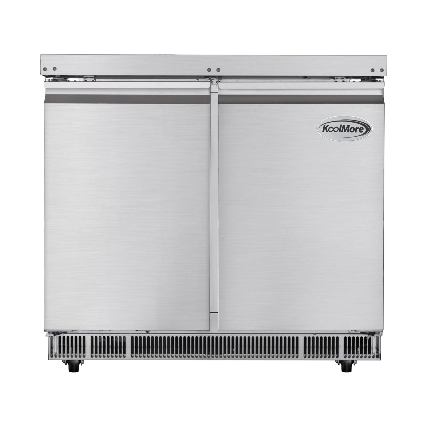 KOOLMORE 36 in. Commercial Refrigerated Prep Station Cold Table, Stainless-Steel Refrigerator with 6-Pan (Not Included) with Cover Capacity and Two Adjustable Shelves  - KM-RBT-36C