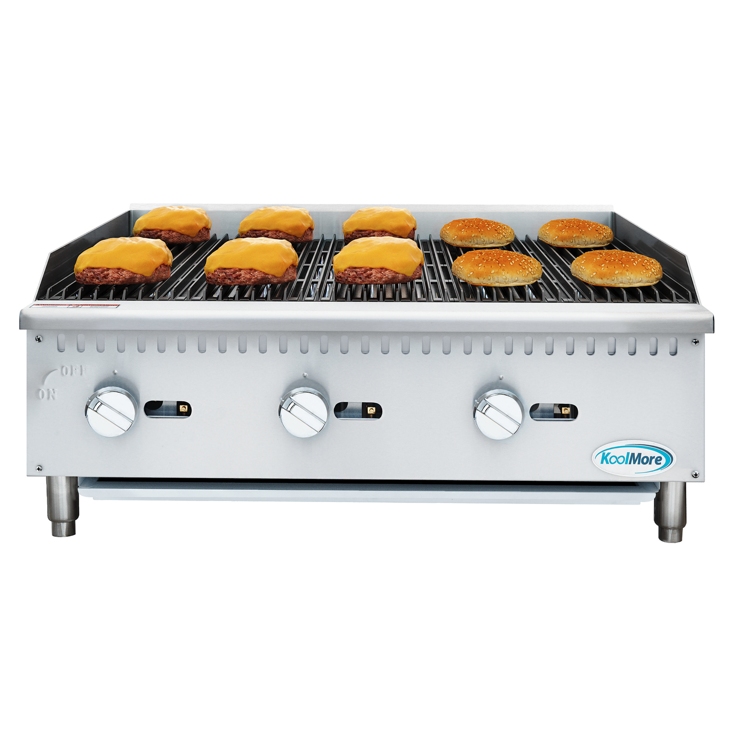 KOOLMORE 36 in. Commercial 3-Burner Natural Gas Charbroiler with 90,000 BTU in Stainless-Steel - KMGCB336M