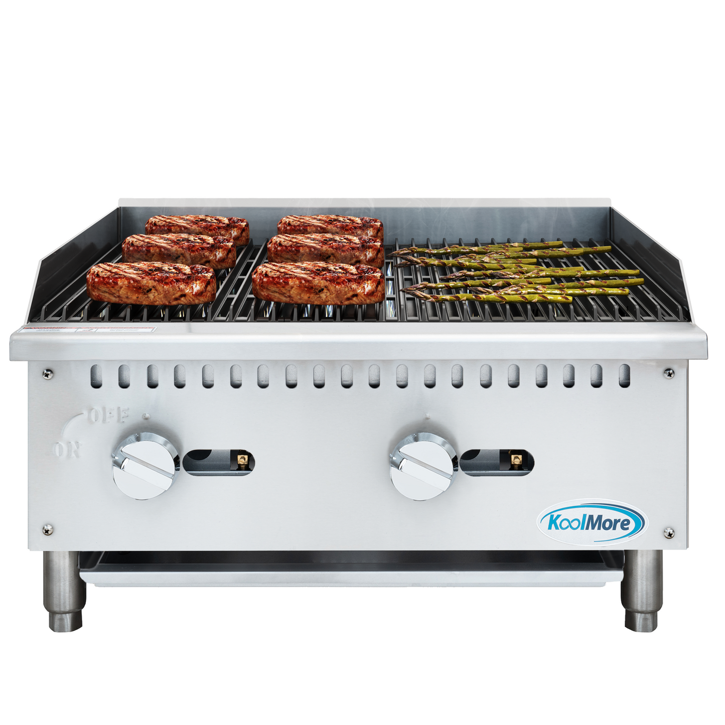 KOOLMORE 24 in. Commercial 2-Burner Natural Gas Charbroiler with 60,000 BTU in Stainless-Steel  - KMGCB224M