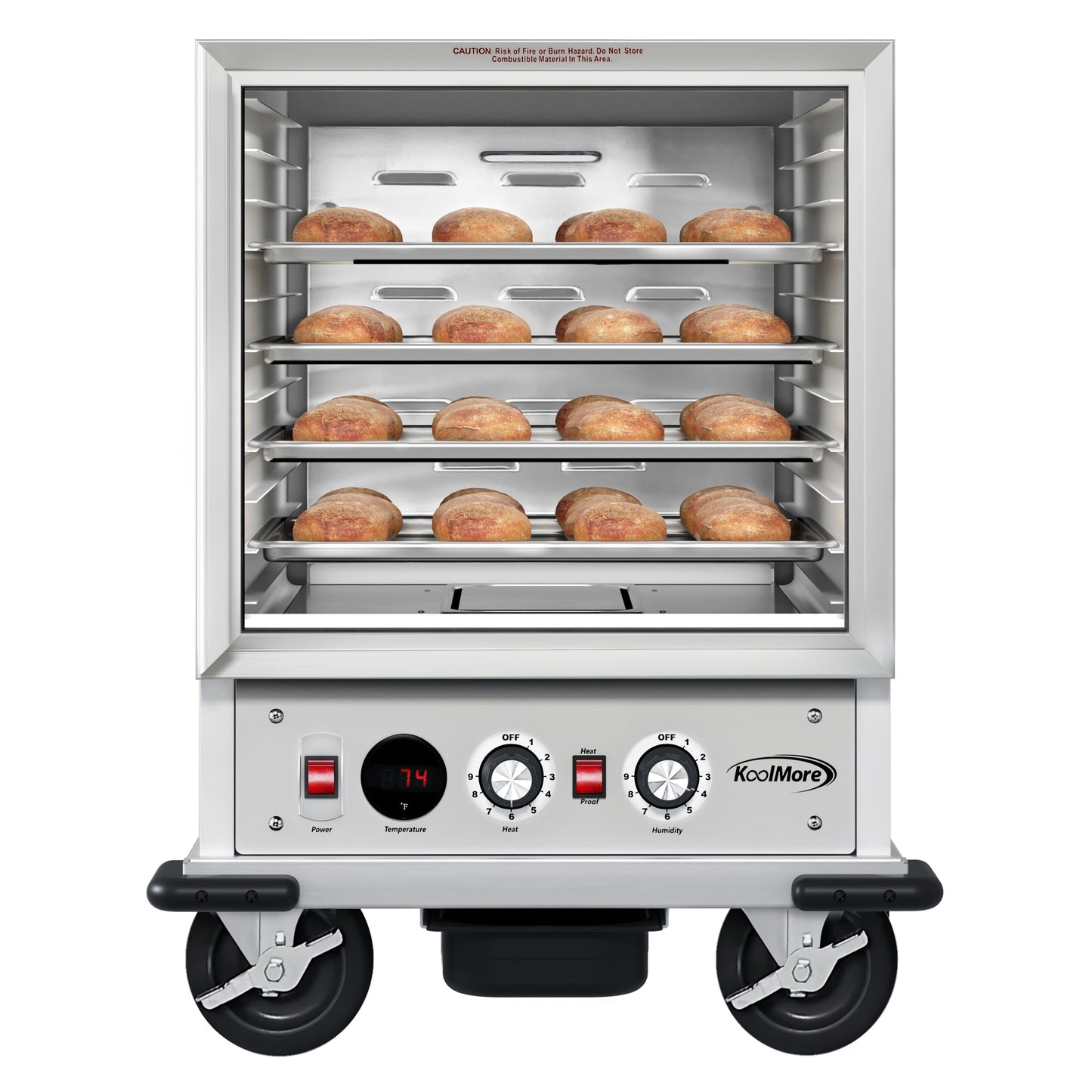KOOLMORE 33 in. Commercial Non-Insulated Half Size Heated Holding/Proofing Cabinet with Glass Door and 11-Pan Capacity in Silver - KMCHP12SNGL