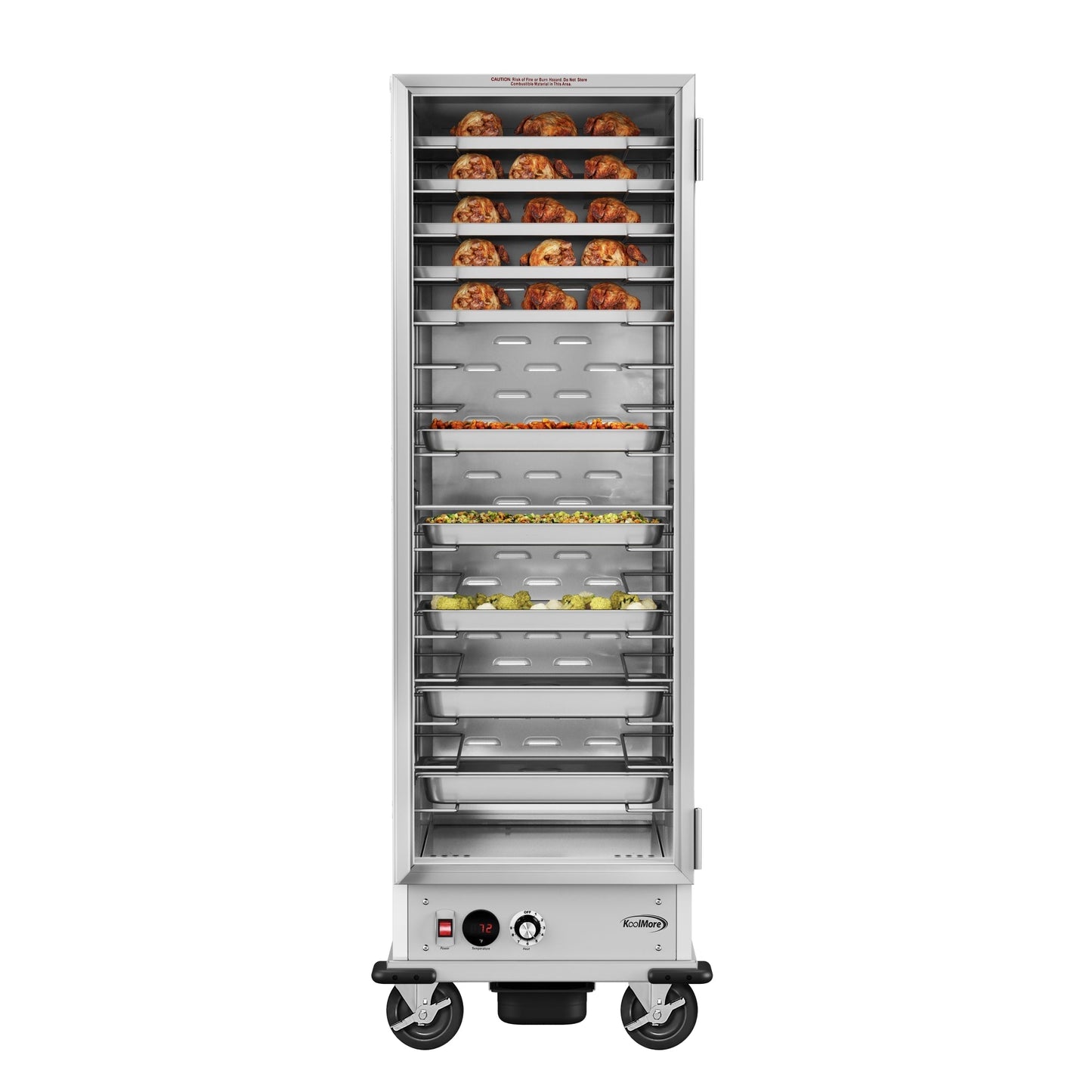 KOOLMORE 33 in. Commercial Non-Insulated Heated Holding Cabinet with Wire Racks and Glass Door in Silver - KMCH36WNGL