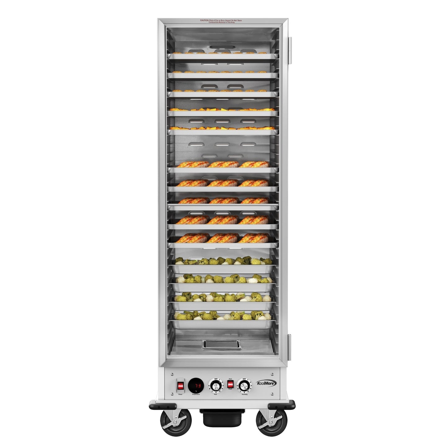 KOOLMORE 33 in. Commercial Non-Insulated Glass Door Heated Holding/Proofing Cabinet with 35-Pan Capacity in Silver  - KMCHP36SNGL