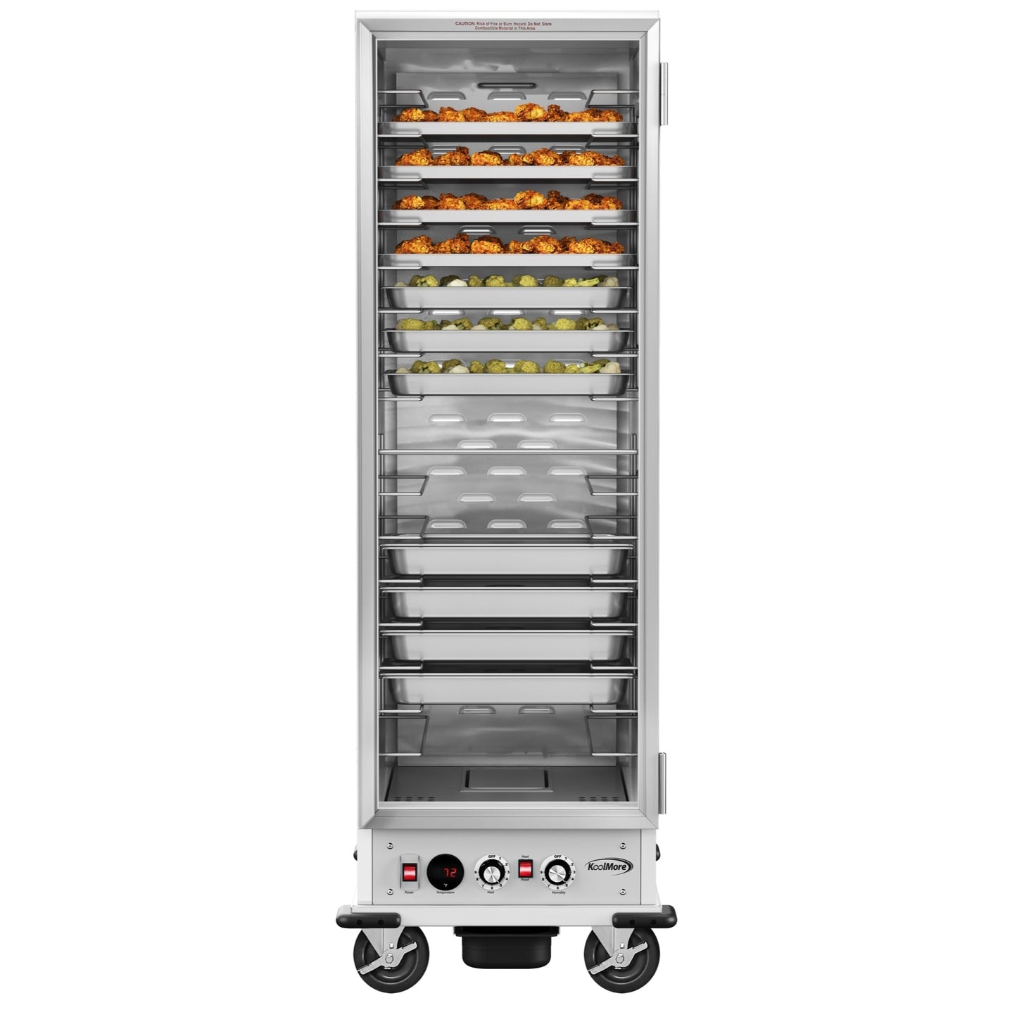 KOOLMORE 33 in. Commercial Non-Insulated Heated Holding/Proofing Cabinet with Glass Door and Wire Racks in Silver - KMCHP36WNGL