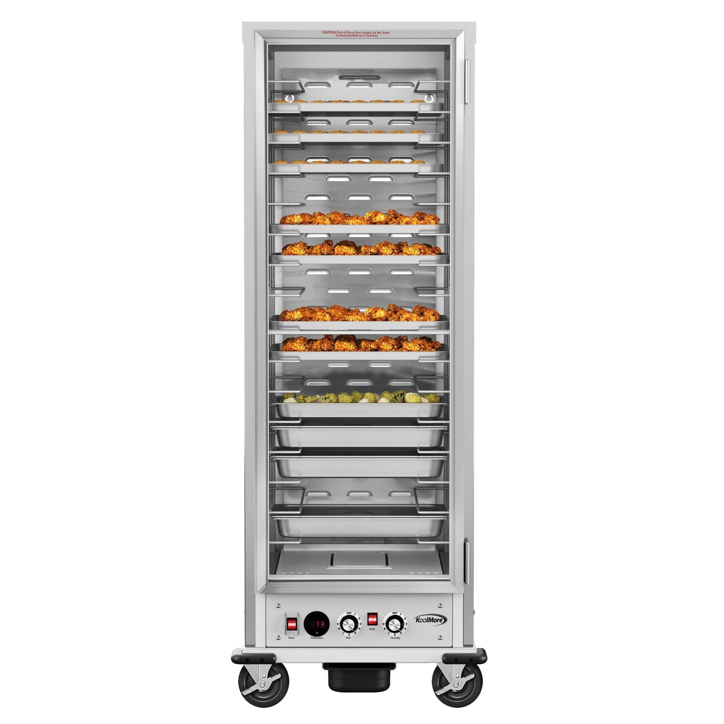 KOOLMORE 33 in. Commercial Insulated Heated Holding/Proofing Cabinet with Glass Door and Wire Racks in Silver - KMCHP36WIGL
