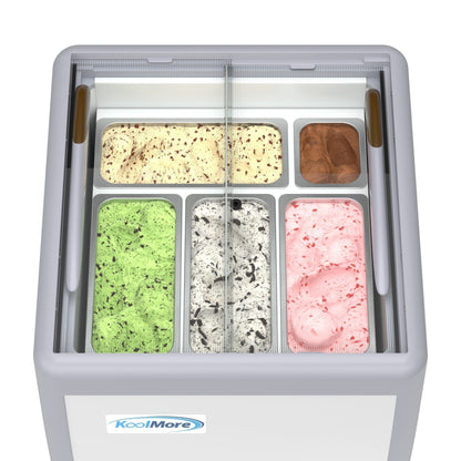 KOOLMORE 26 in. Gelato Dipping Cabinet Display Freezer with Sliding Glass Door, 6 Cu. Ft. - KMGDC26SD