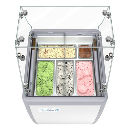 KOOLMORE 26 in. Gelato Dipping Cabinet Display Freezer with Sliding Glass Door and Sneeze Guard, 6 Cu. Ft.  - KMGDC26SDFG