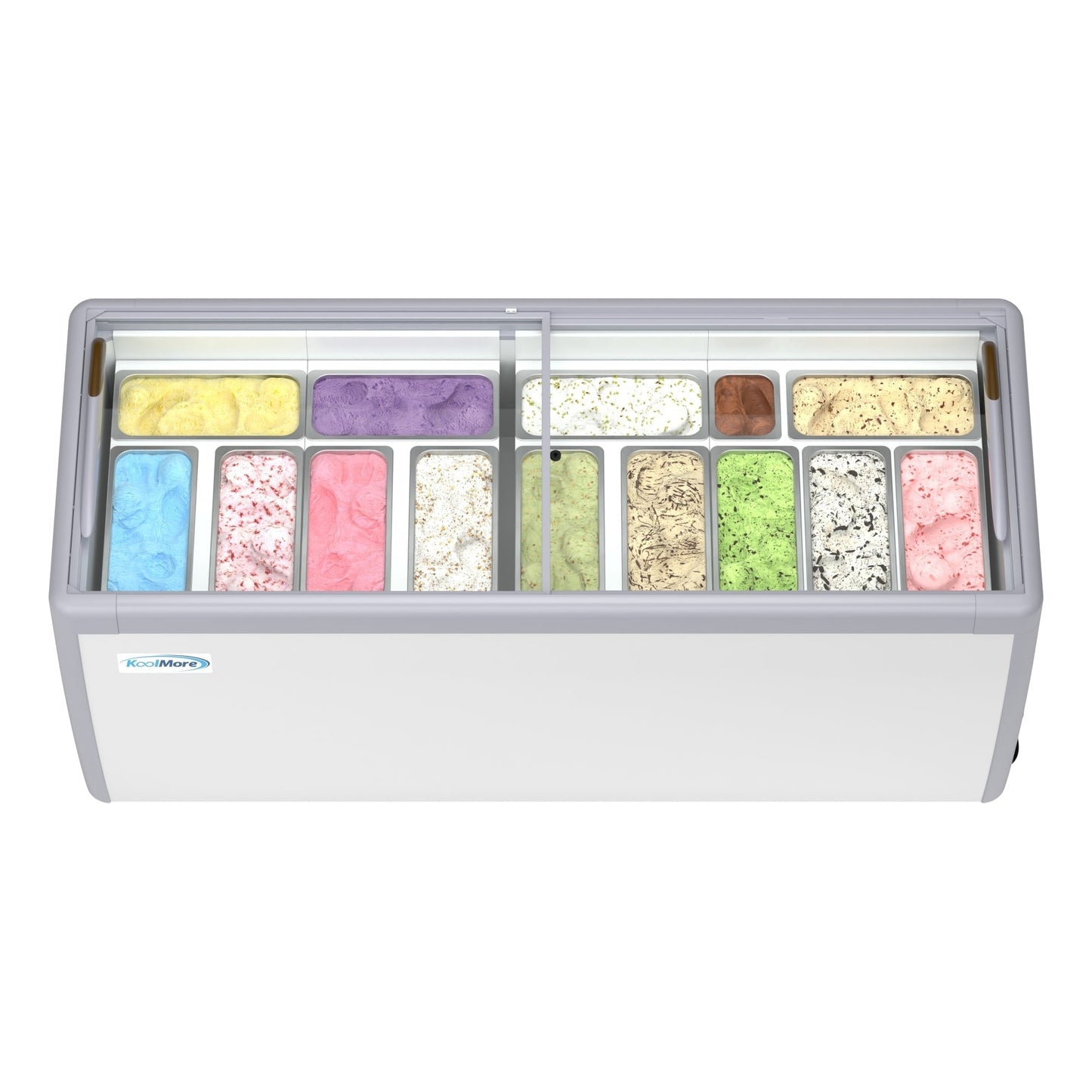 KOOLMORE 70 in. Gelato Dipping Cabinet Display Freezer with Sliding Glass Door, 13 Pans, 20 Cu. Ft. - KMGDC71SD