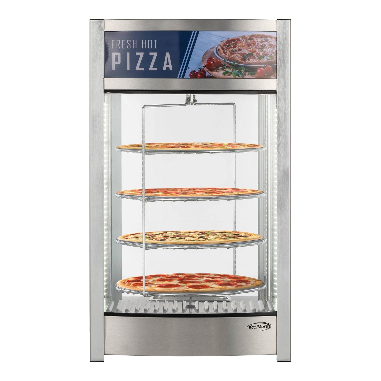 KOOLMORE 18 in. Commercial Pizza Display Warmer for 12 in. Pies with 4 Rotating Racks in Stainless-Steel  - KMHPD412