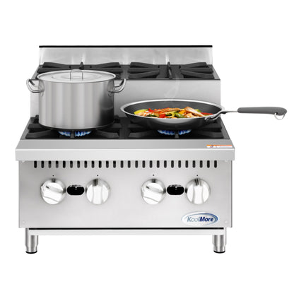 KOOLMORE 24 in. Commercial Four-Burner Step Up Range, 104000 BTU in Stainless-Steel  - KMCRSU24
