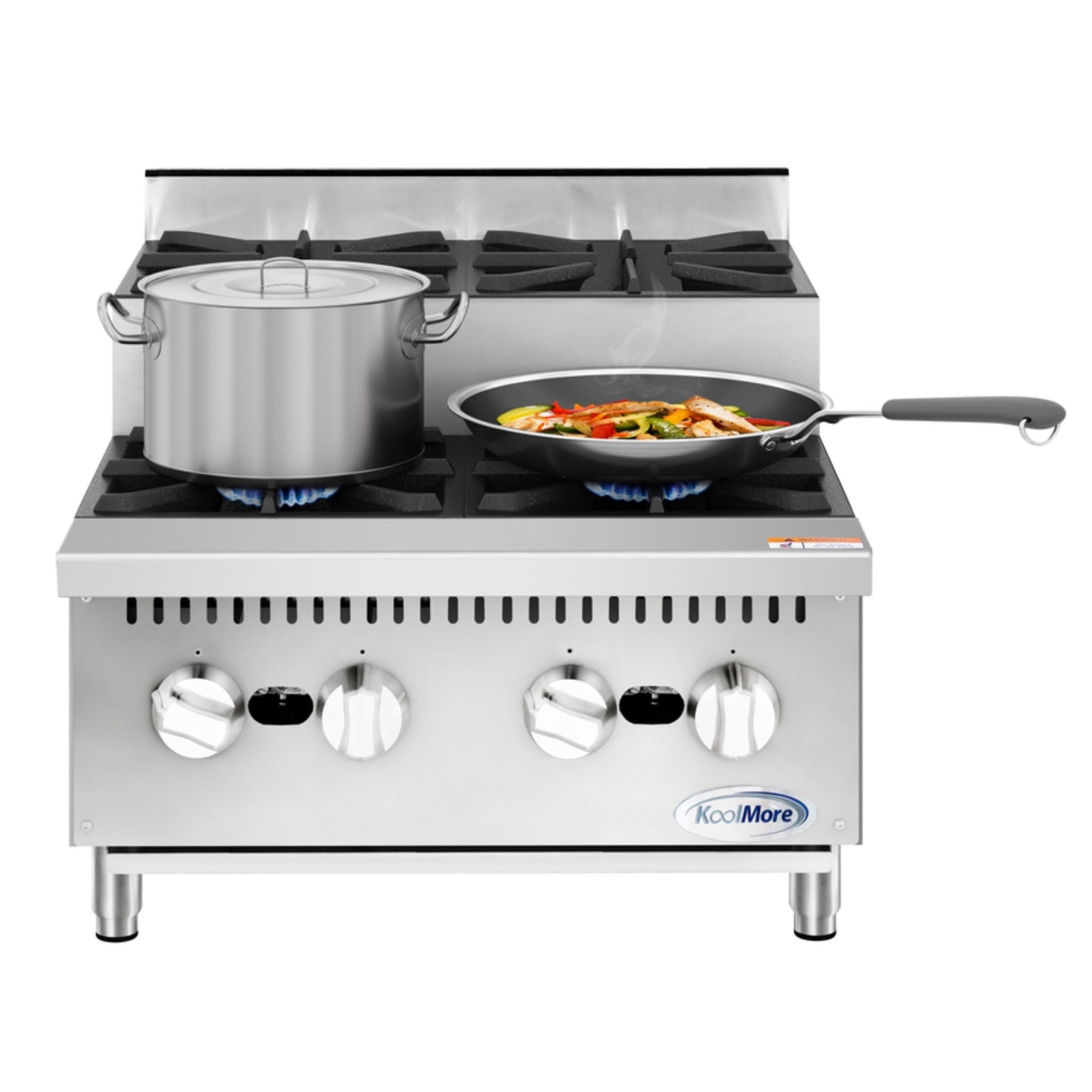 KOOLMORE 24 in. Commercial Four-Burner Step Up Range, 104000 BTU in Stainless-Steel  - KMCRSU24