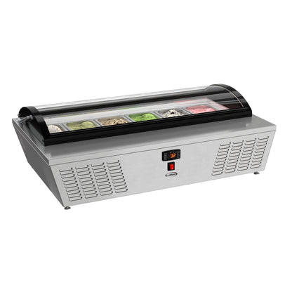 KOOLMORE 45 in. 6-Pan Countertop Ice Cream Display Freezer with Curved Glass Top in Stainless-Steel  - KMCGDR6P