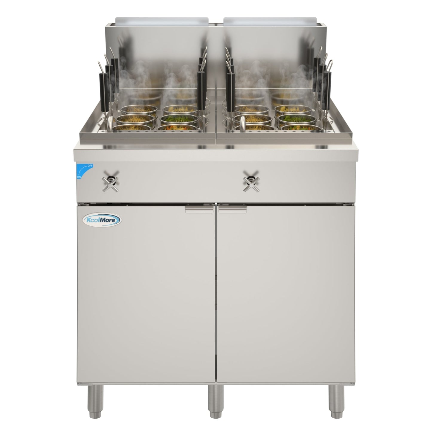 KOOLMORE Commercial 22 Gallon Natural Gas Stainless Steel Pasta Cooker With 12 Baskets and 140,000 BTU - KMPC12NG