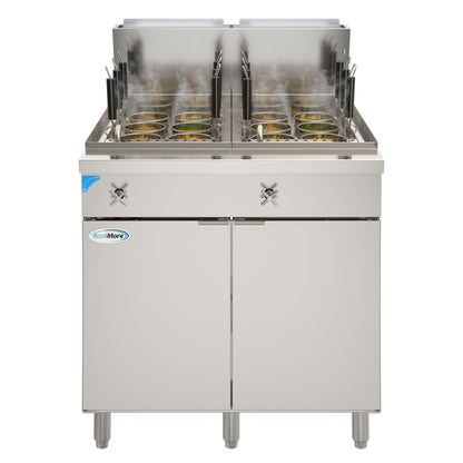 KOOLMORE Commercial 22 Gallon Natural Gas Stainless Steel Pasta Cooker With 12 Baskets and 140,000 BTU - KMPC12NG
