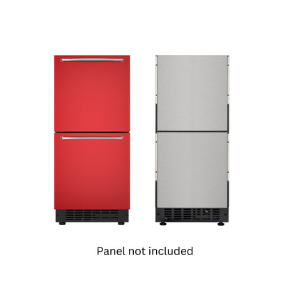 KOOLMORE 15 in. Panel Ready Built-in Double Refrigerator, Frost-Free Undercounter Fridge with Digital Temperature Control and Stainless-Steel Drawers  - KMBIR2D15PR