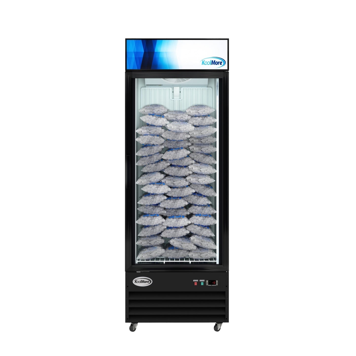 KOOLMORE 31 in. 25 cu. ft. Commercial Indoor Glass-Door Ice Merchandiser Freezer in Black  - KMIM311GD