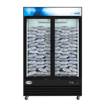 KOOLMORE 53 in. 42 cu. ft. Commercial Indoor Two Glass-Door Ice Merchandiser Freezer in Black  - KMIM532GD